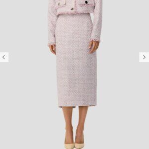 Toccin Silver Light Gray and Pink Knit Midi Skirt - Size 2